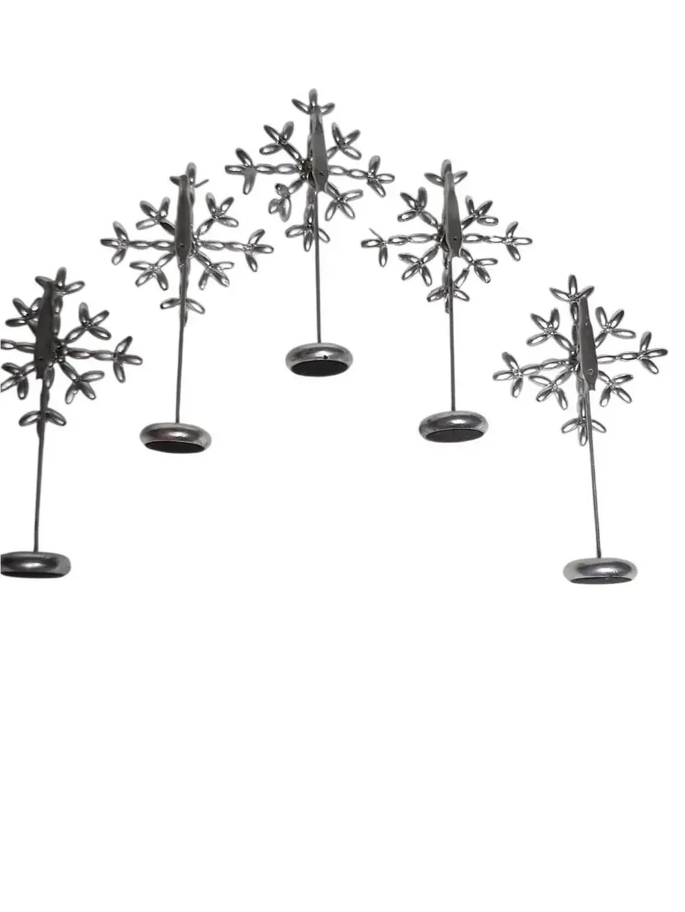 Pier 1 Chrome Silver Party Snowflake Star Place Setting Card Holders Set of 5